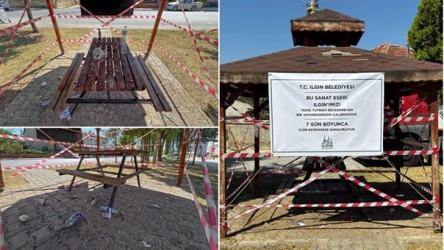 Ilgın Belediyesi kirletilen kameriye için 7 gün kapatıldı