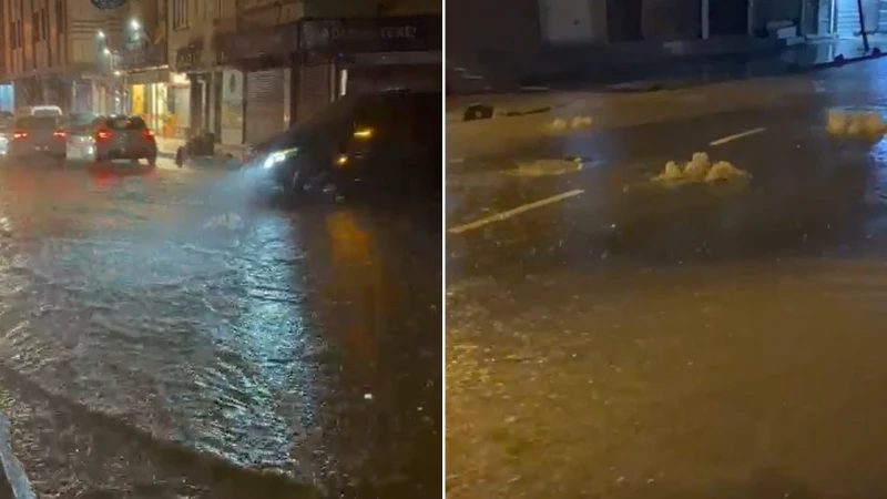Küçükçekmece'de Sağanak Yağış Yolları Göle Dönüştürdü