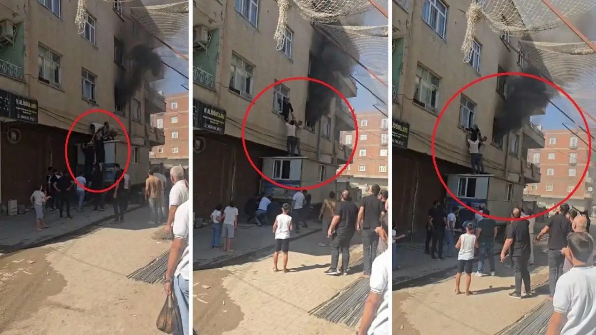 Bismil'de Yangında Mahsur Kalan Kadını Kurtardılar