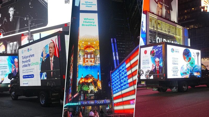 Türkiye Rüzgarı Times Meydanı'nda: Erdoğan'ın Mesajları Yayınlandı
