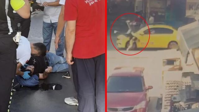 Beyoğlu'nda yaya geçidinde ticari taksi yayaya çarptı