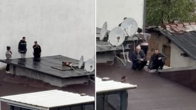 Kağıthane'de Eşi Evi Terk Edince Çatıya Çıktı