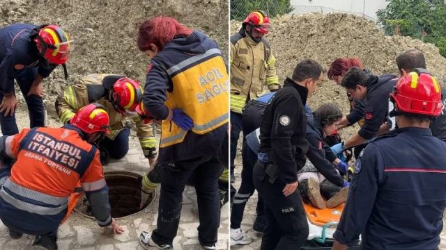 Avcılar'da yaşlı kadın rögara düştü, itfaiye kurtardı