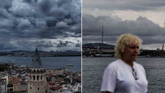 İstanbul gri bulutlarla kaplandı, tarihi yapılar göz kamaştırdı