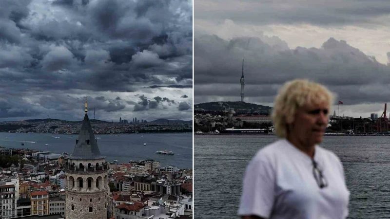 İstanbul gri bulutlarla kaplandı, tarihi yapılar göz kamaştırdı