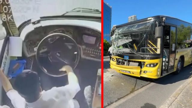 Beşiktaş'ta İETT otobüsü iş makinesine çarptı, 5 yaralı