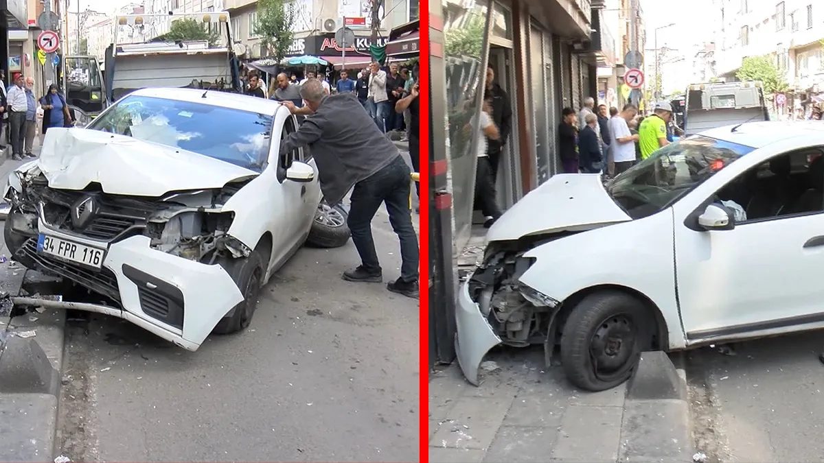 Bayrampaşa'da feci kaza: Savrulan araç berber dükkanına girdi