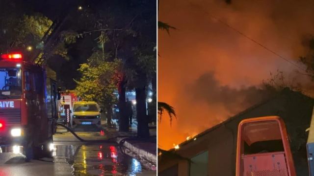 Bakırköy'de Kentsel Dönüşümde Boşaltılan Binanın Çatısı Yandı