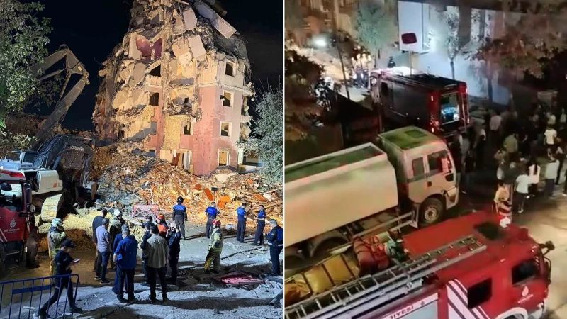 Küçükçekmece'de bina çökmesi: İki kişi yaralandı