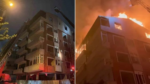Güngören'de metruk binanın çatı katında yangın çıktı