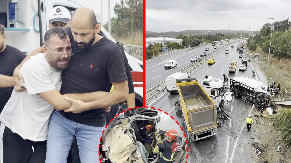 Arnavutköy'de kaza: Devrilen kamyona hafriyat kamyonu çarptı