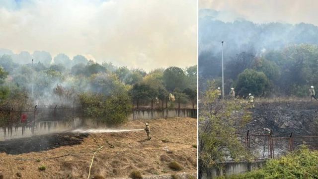 Maltepe'de otluktan askeri alana sıçrayan yangın söndürüldü