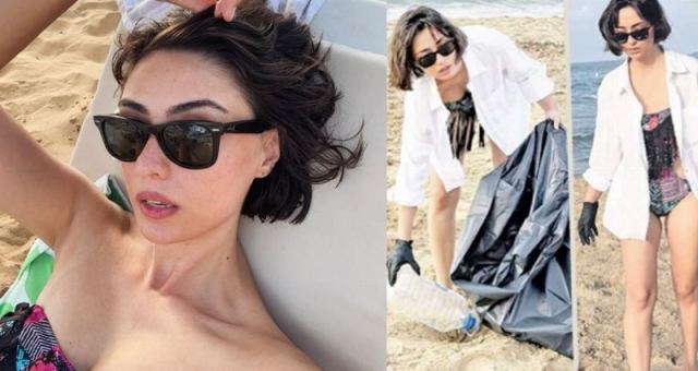Ünlü Oyuncu Hande Hancı, Plajda Çöpleri Toplayarak Farkındalık Yarattı
