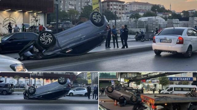Güngören'de Kaza: Otomobil Takla Attı, Yaralı Yok