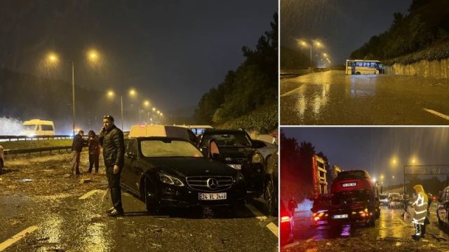 Şile Otoyolu'nda sağanak yağış nedeniyle kaza meydana geldi
