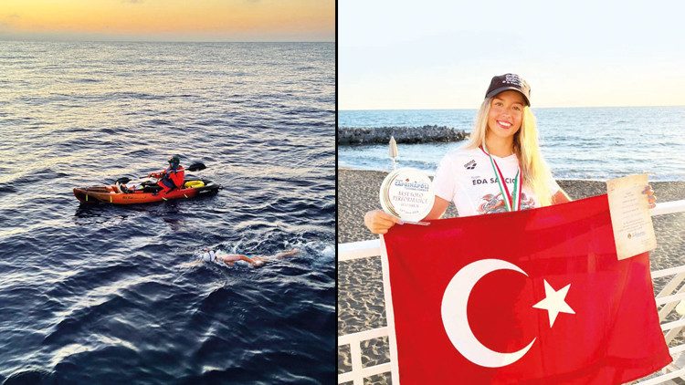 Eda Savcıgil, Catalina Kanalı'nı 2 rekorla geçti