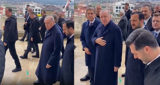 Erdoğan Üsküdar'da cenazeye katıldı, korumalar vatandaşı uyardı