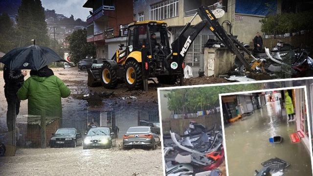 Zonguldak'ta Sağanak Yağış Yol ve İş Yerlerini Su Bastı