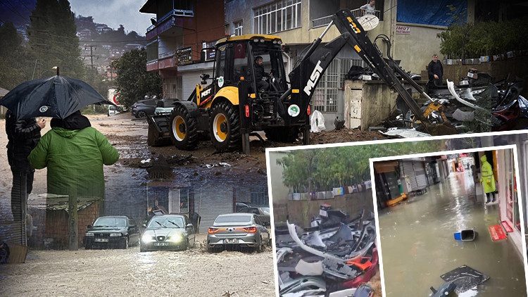 Zonguldak'ta Sağanak Yağış Yol ve İş Yerlerini Su Bastı