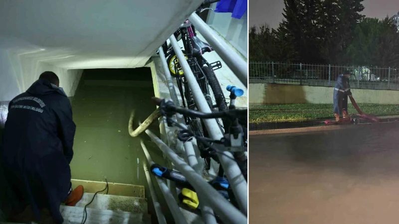 Küçükçekmece’de Nakkaş Deresi Taştı, Otopark Su Bastı