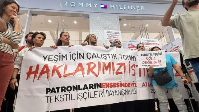 İstanbul'da Tommy Hilfiger önünde işçi protestosu gerçekleşti