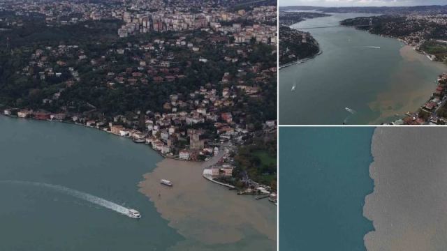 İstanbul Boğazı çamura bulandı, havadan görüntüler dikkat çekti