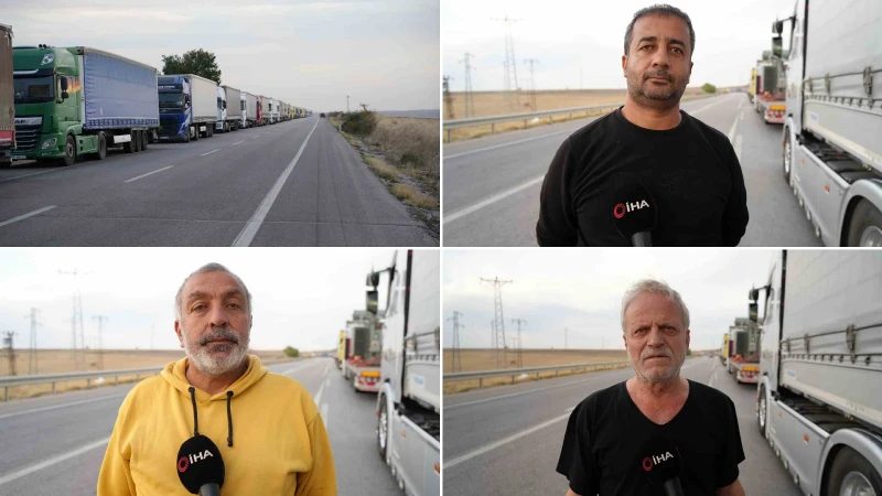 Hamzabeyli'de 37 kilometrelik tır kuyruğu sürücüleri zor durumda