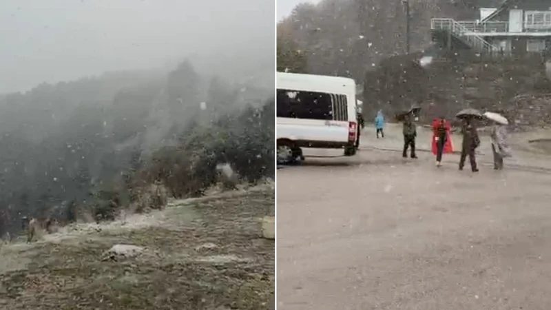 Bolu'da kar yağışı başladı, zirve beyaza büründü