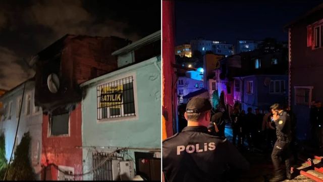Fatih'te iki katlı bina yangında alev alev yandı