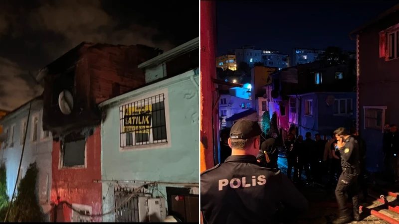 Fatih'te iki katlı bina yangında alev alev yandı