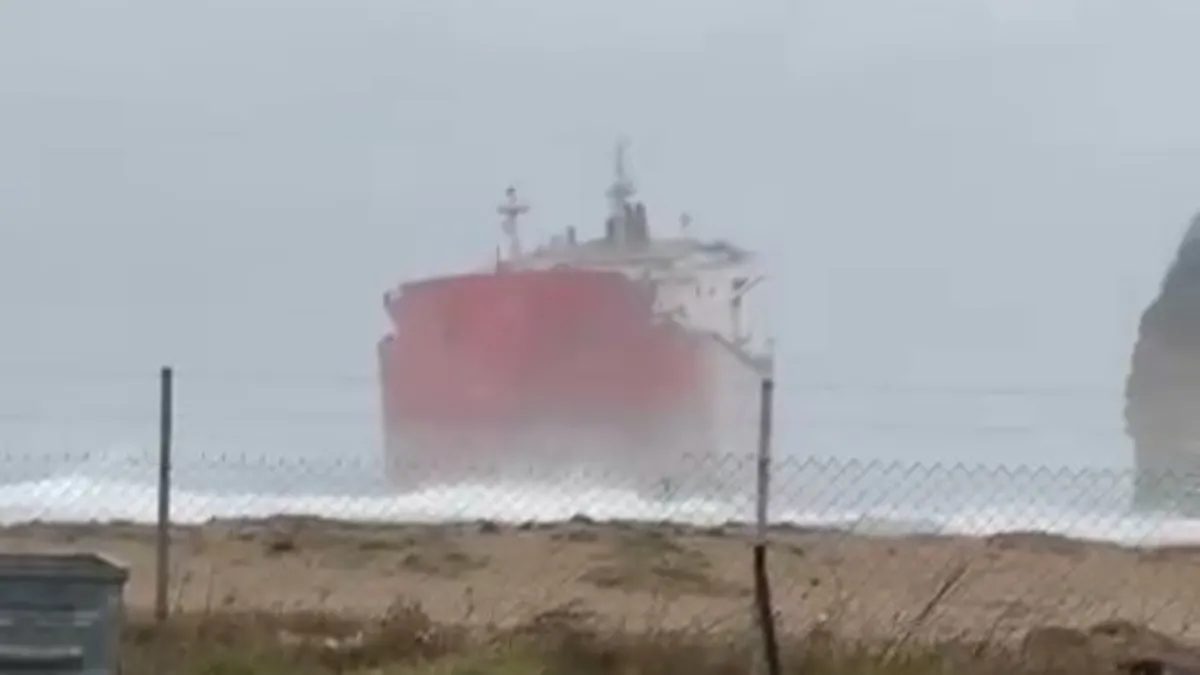 Çatalca'da Gemi Karaya Oturdu