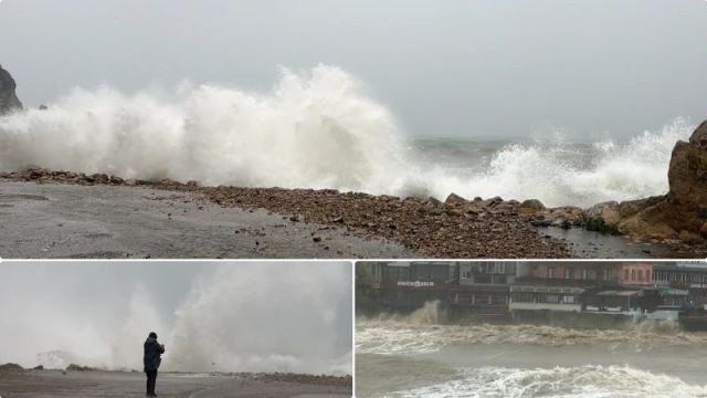 Amasra'da Dalga Boyu 6 Metreye Ulaştı, Tekneler Açılmadı