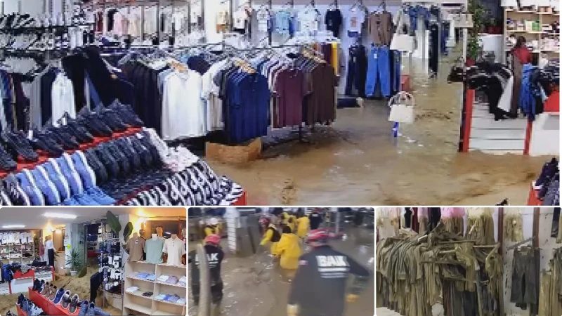 Ayazağa'da sel, 19 yıllık giyim mağazasını vurdu