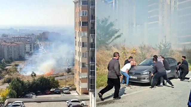 Edirne'de otluk alanda yangın çıktı, vatandaşlar seferber oldu