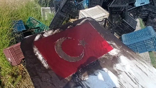 Bahçelievler'de Yanan Araçta Türk Bayrağına Özen Gösterildi