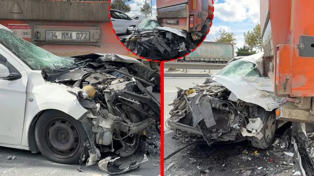 Arnavutköy'de zincirleme kaza: Otomobil hurdaya döndü