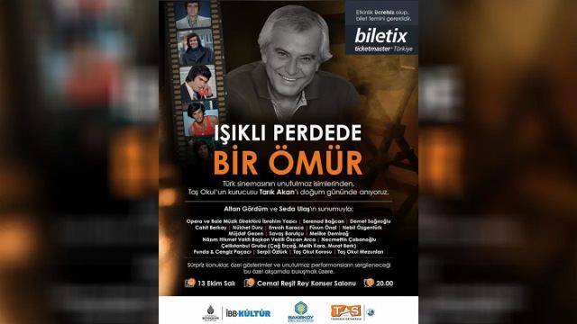 Tarık Akan anması Cemal Reşit Rey Konser Salonu'nda gerçekleştirilecek