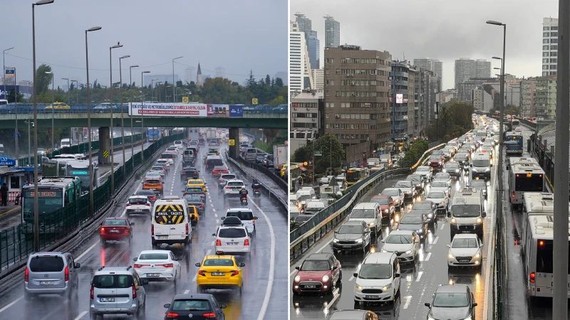 İstanbul'da Sağanak Yağış Trafiği Kilitledi