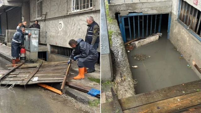 Küçükçekmece'de bodrum katını su bastı, kişi kurtarıldı