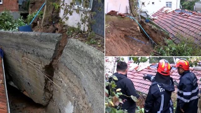 Beykoz'da istinat duvarı çöktü, 3 katlı bina tahliye edilecek
